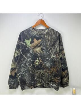 Vintage 90s Mossy Oak Tree Camo Sweatshirt Jerzees Large